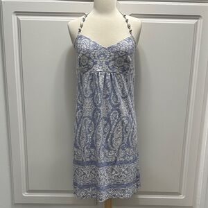 Tommy Bahama Blue and Cream Halter Dress